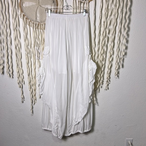 Catwalk Studio White lagenlook Bohemian Gypsy Wide Leg Flowy Pant M - Picture 5 of 9